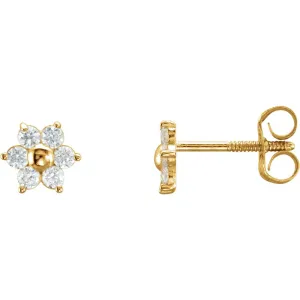 14k Yellow Gold Cubic Zirconia Cluster Earrings