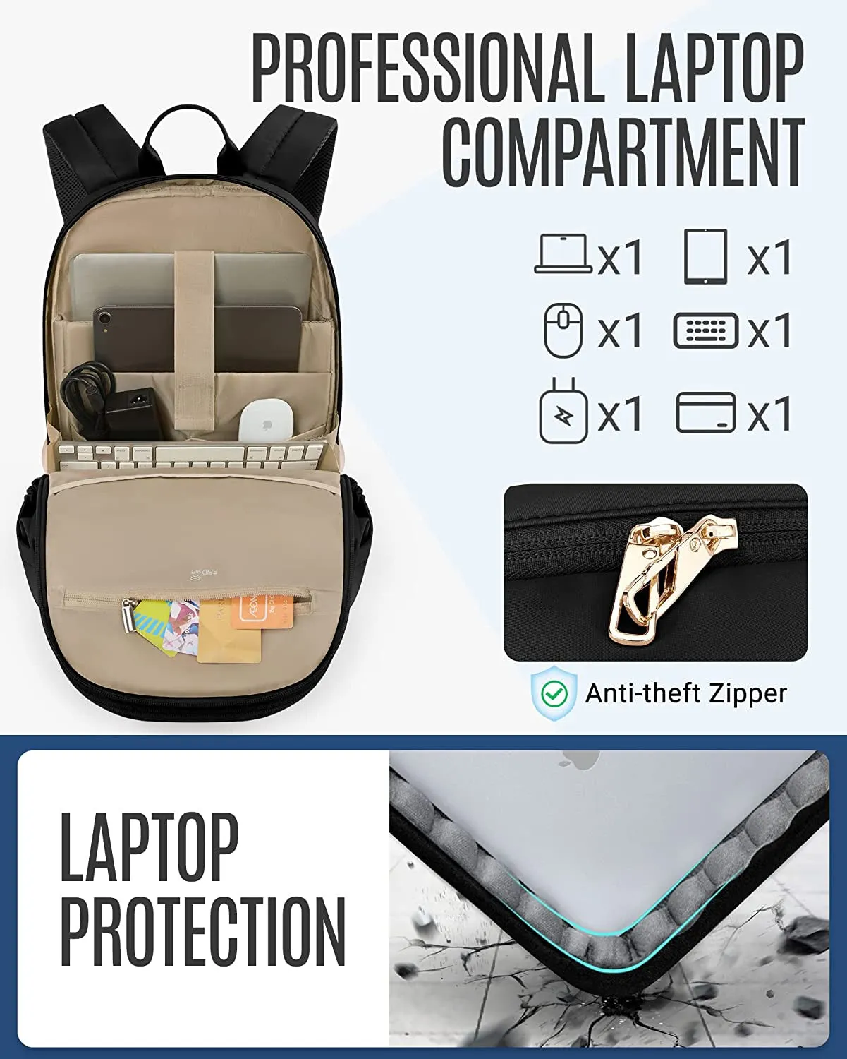 15.6 Inch Travel Laptop Backpack for Women with USB Charging Hole