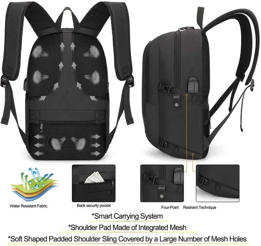 15.6 Inch Travel Laptop Backpack with USB Charging Port and Lock