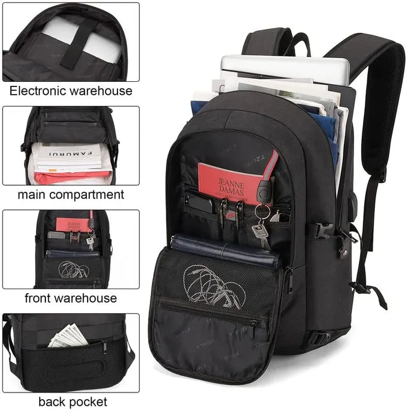 15.6 Inch Travel Laptop Backpack with USB Charging Port and Lock