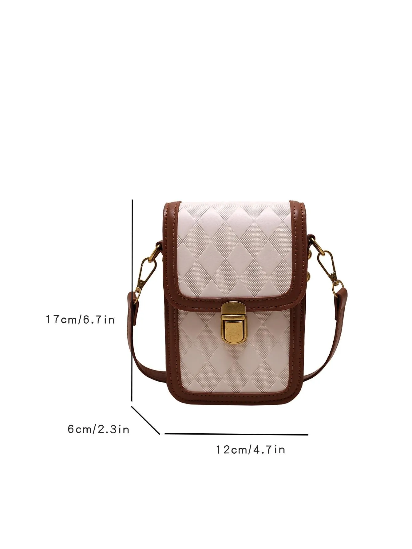 1pc Rectangular Shape Crossbody Bag - Brown