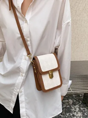 1pc Rectangular Shape Crossbody Bag - Brown