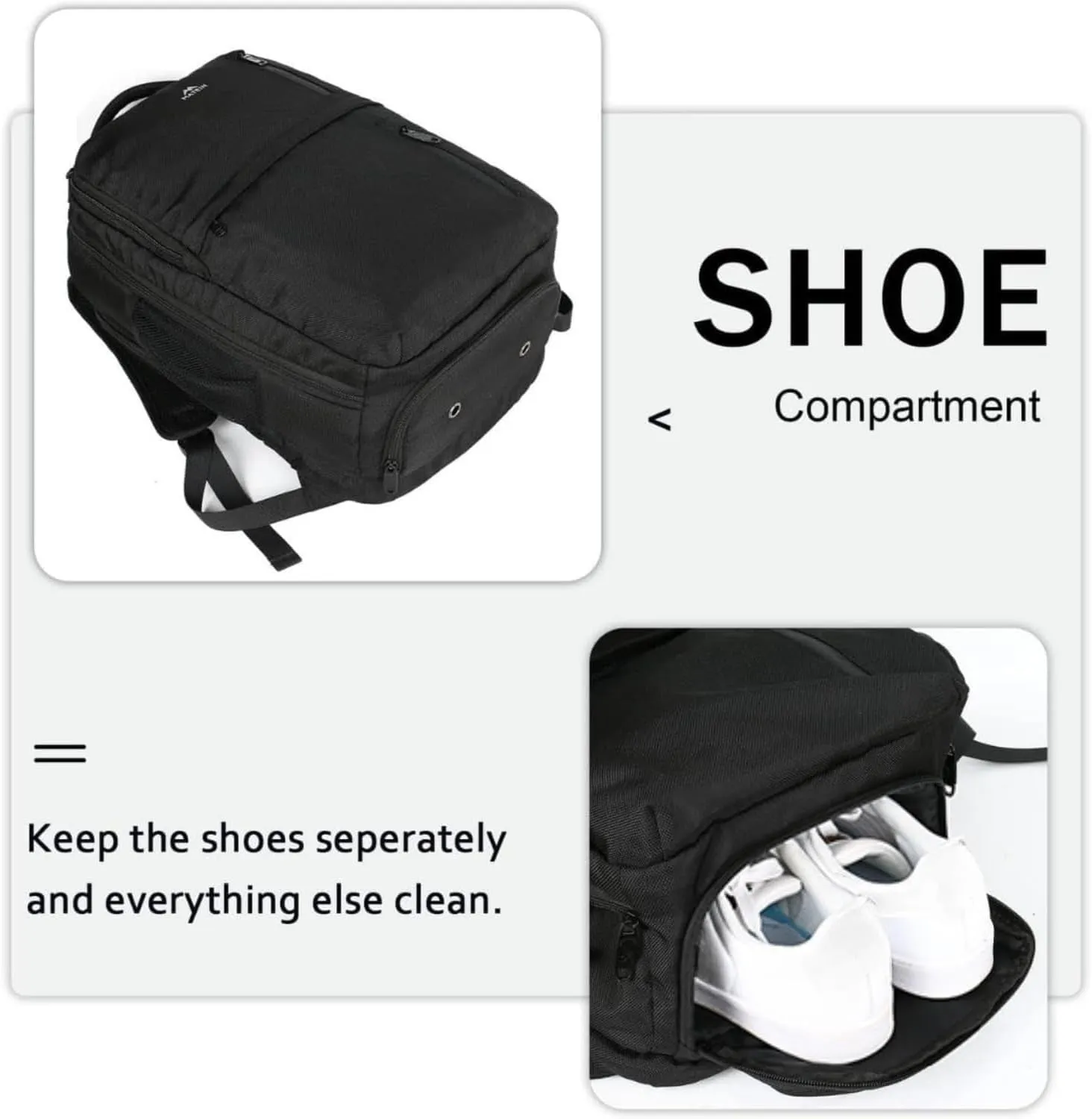 40L Carry on Travel Backpack with 17" Laptop Compartment & USB Port