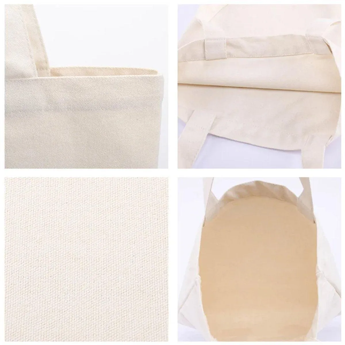 5PCS Canvas Tote Bag Cotton Blank DIY Shopping Shoulder Bags