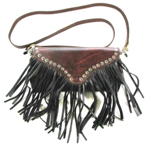 AC691R  Studded Fringe Antique Finish Hip Bag/Crossbody Bag