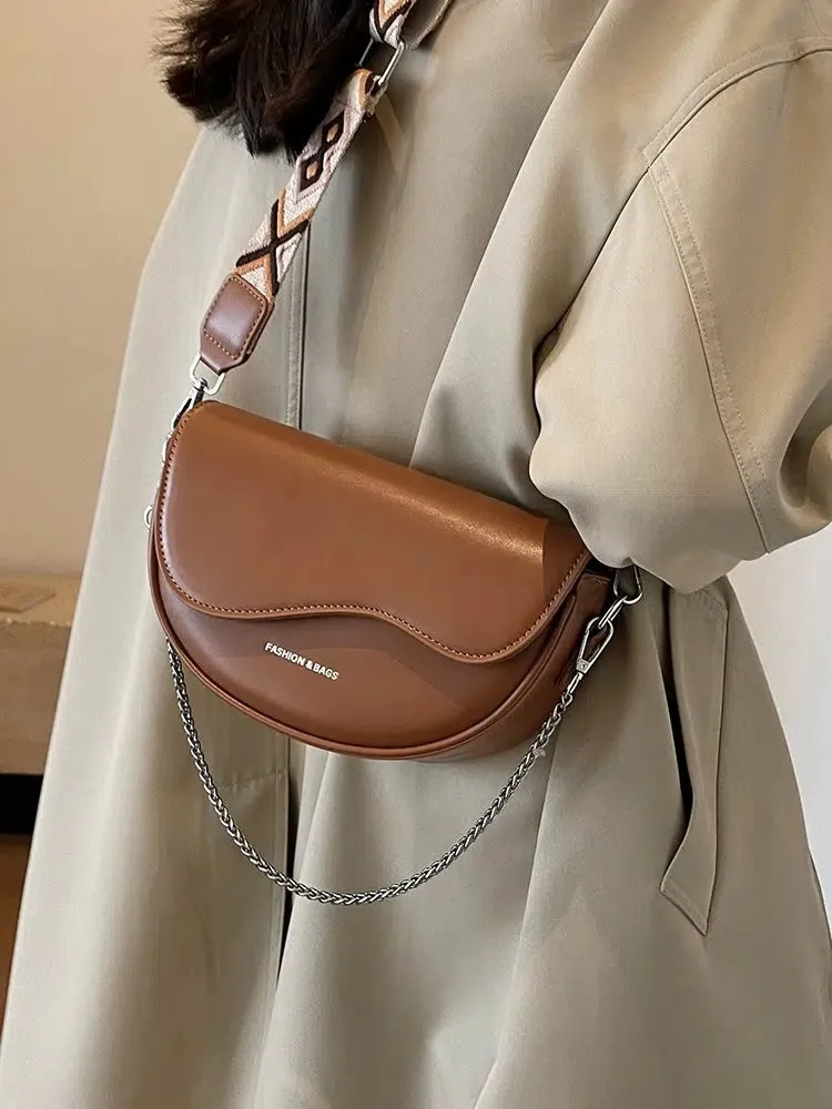 Adjustable Strap Leather Crossbody Bag