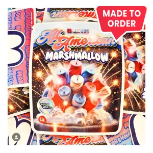 All American Marshmallow 3.5g Mylar Bags Sprinklez Torch World (made-to-order)