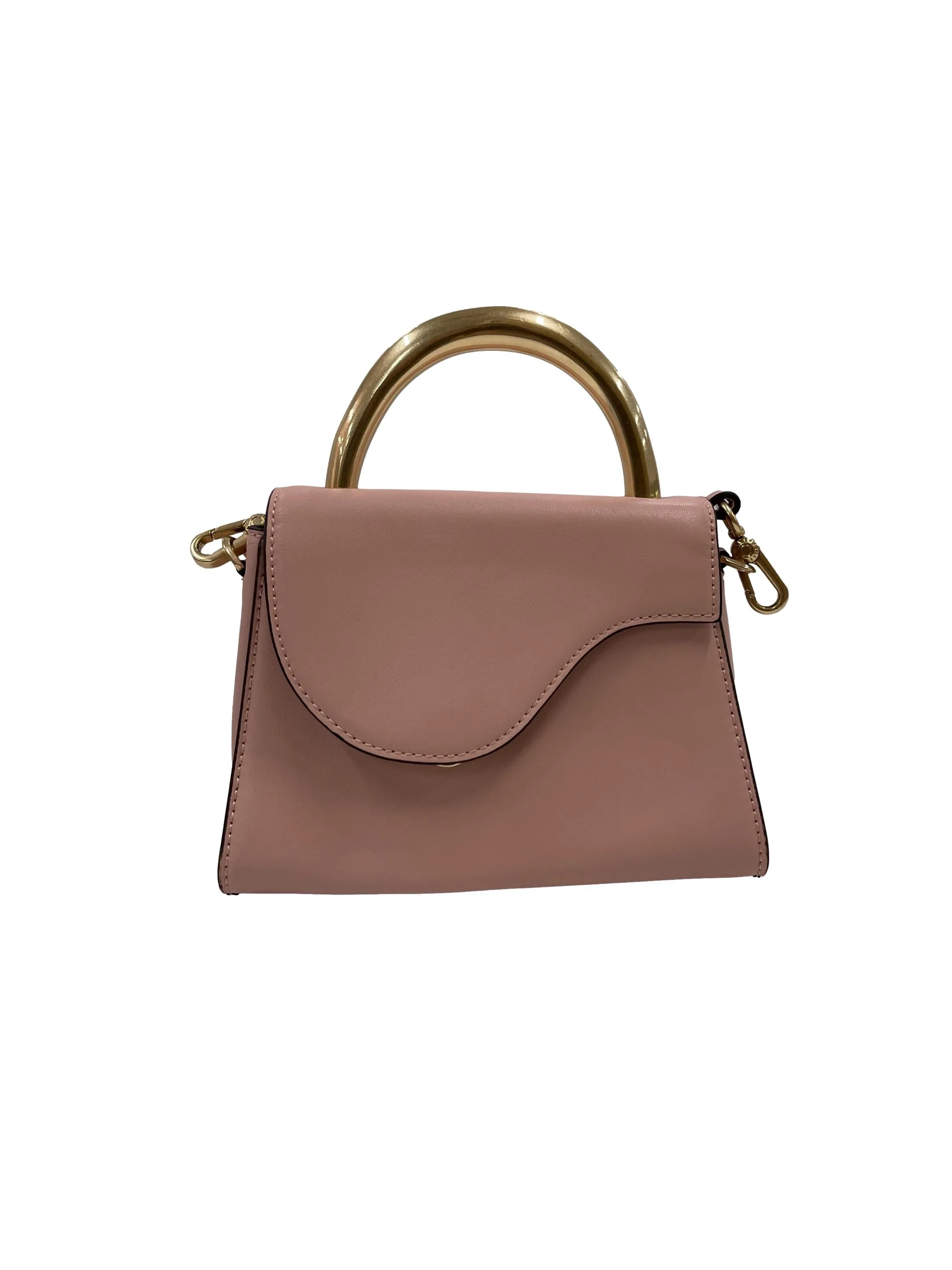 Angular Flap Metallic Top Handle Bag