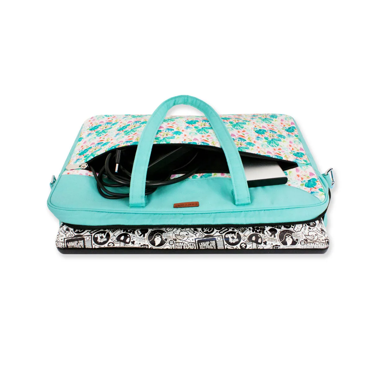 Aqua Floral Laptop Bag