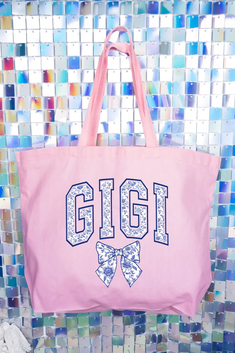 Arched Gigi Blue Chinoiserie Canvas Jumbo Tote