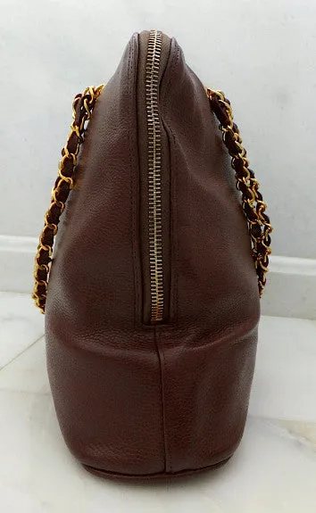 Authentic Chanel Vintage Whiskey Brown Caviar Large Shopper Tote
