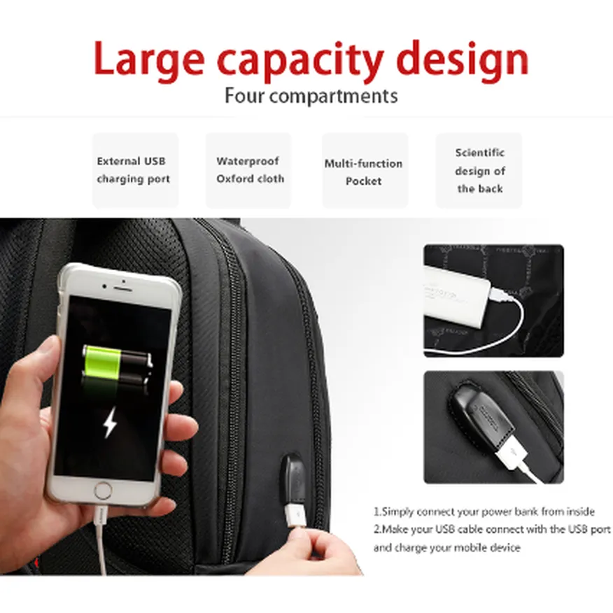 Backpack USB Charging & Anti-Theft <br> Nylon