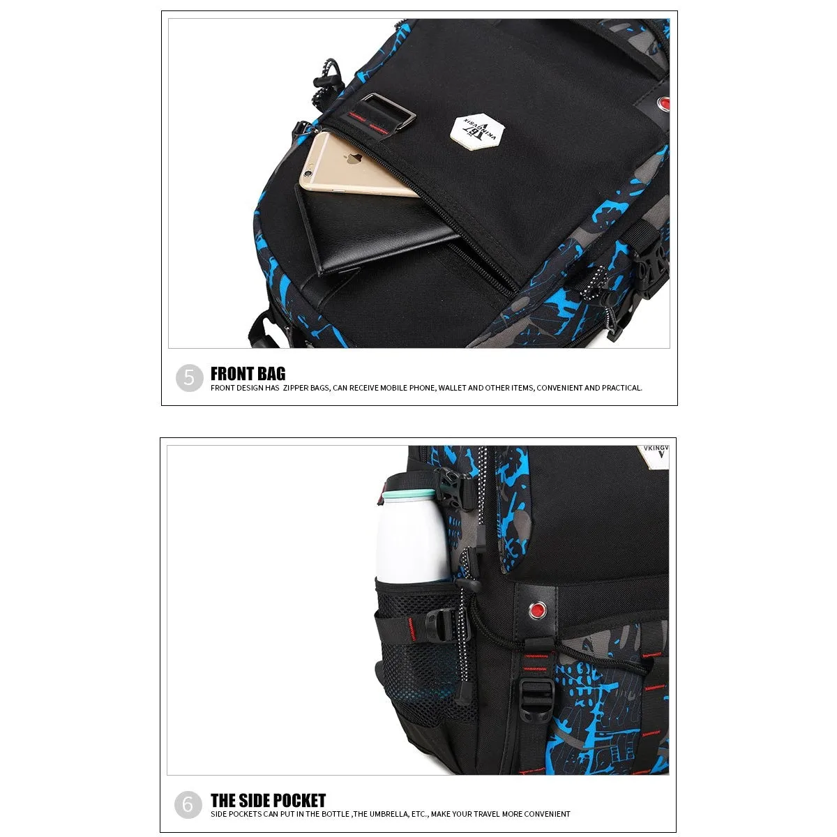 Backpack USB Charging & Water Resistant <br> Oxford