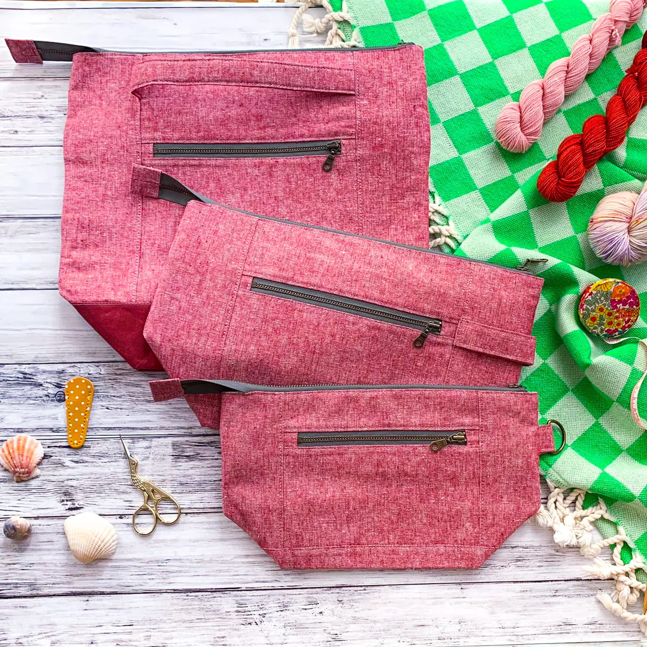 Bag of the Week- *Summer Linens-Buoy*  Zippered Knitting Project Bag