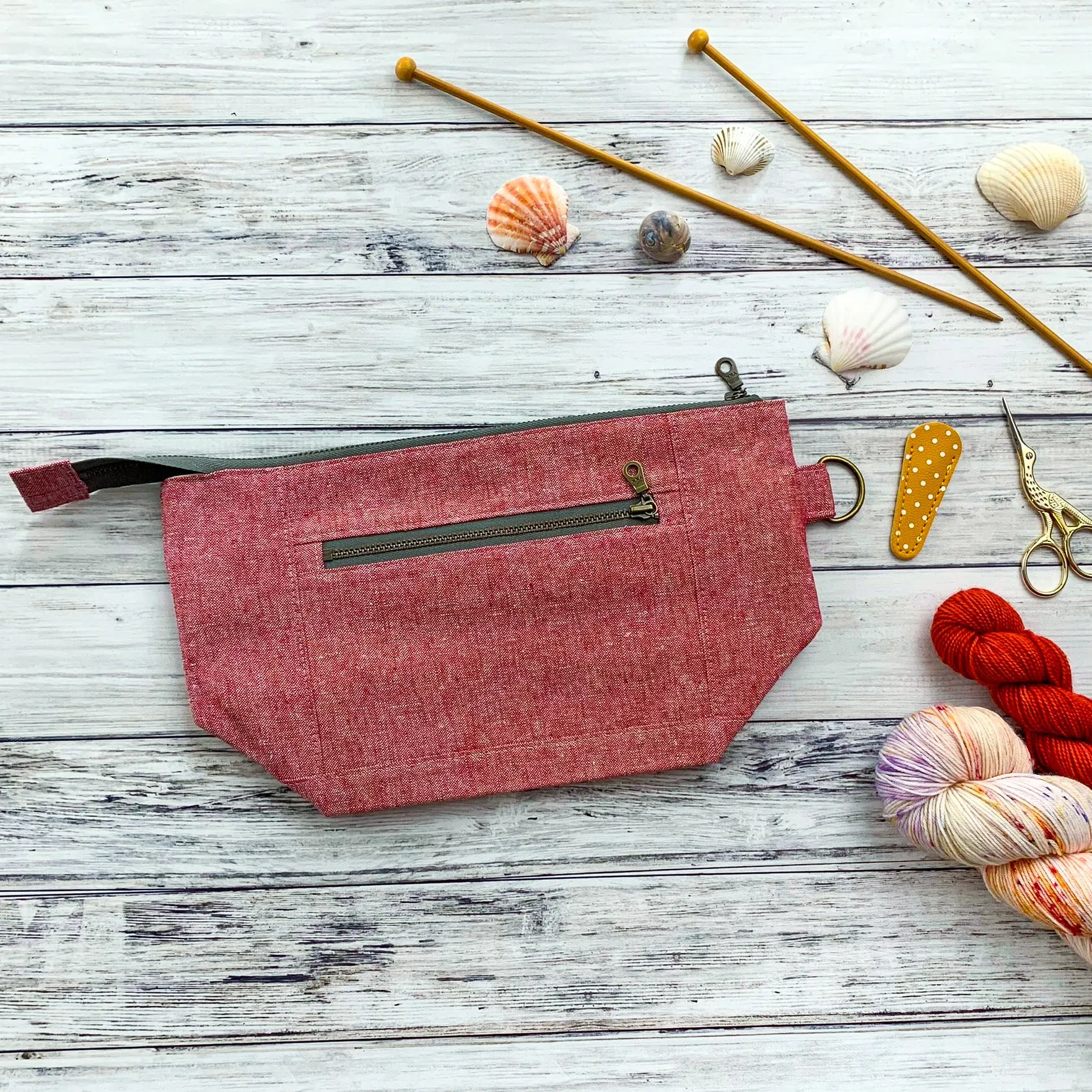 Bag of the Week- *Summer Linens-Buoy*  Zippered Knitting Project Bag
