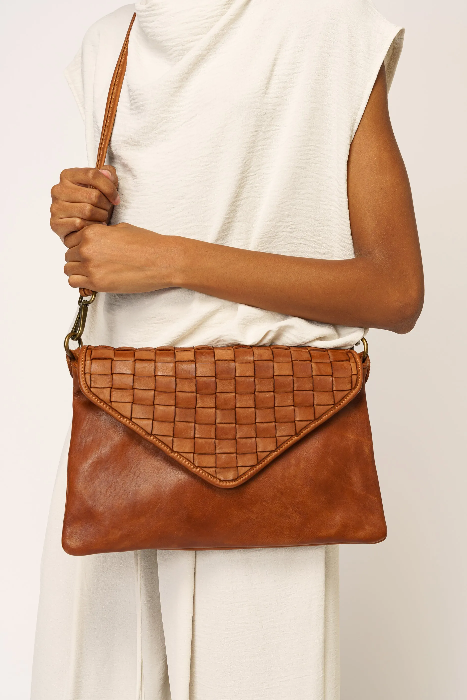 Bayside84 Woven Leather Envelope Bag