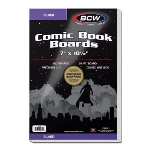 BCW Comic Book Backing Boards Silver Age Comics 7" x 10" 1/2 (100 Boards Per Pack)