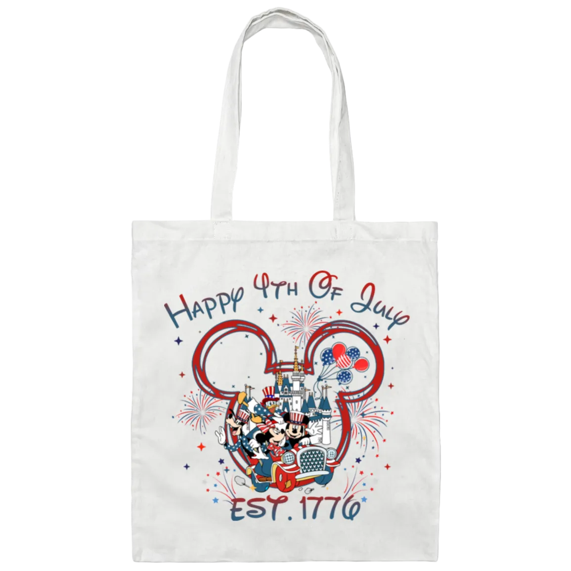 BE007  Happy 4th Of July Canvas Tote Bag