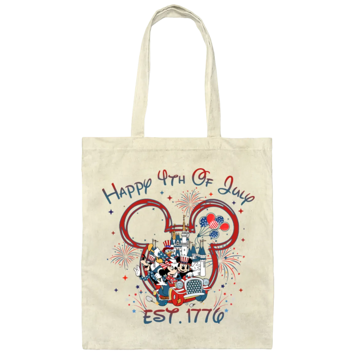 BE007  Happy 4th Of July Canvas Tote Bag