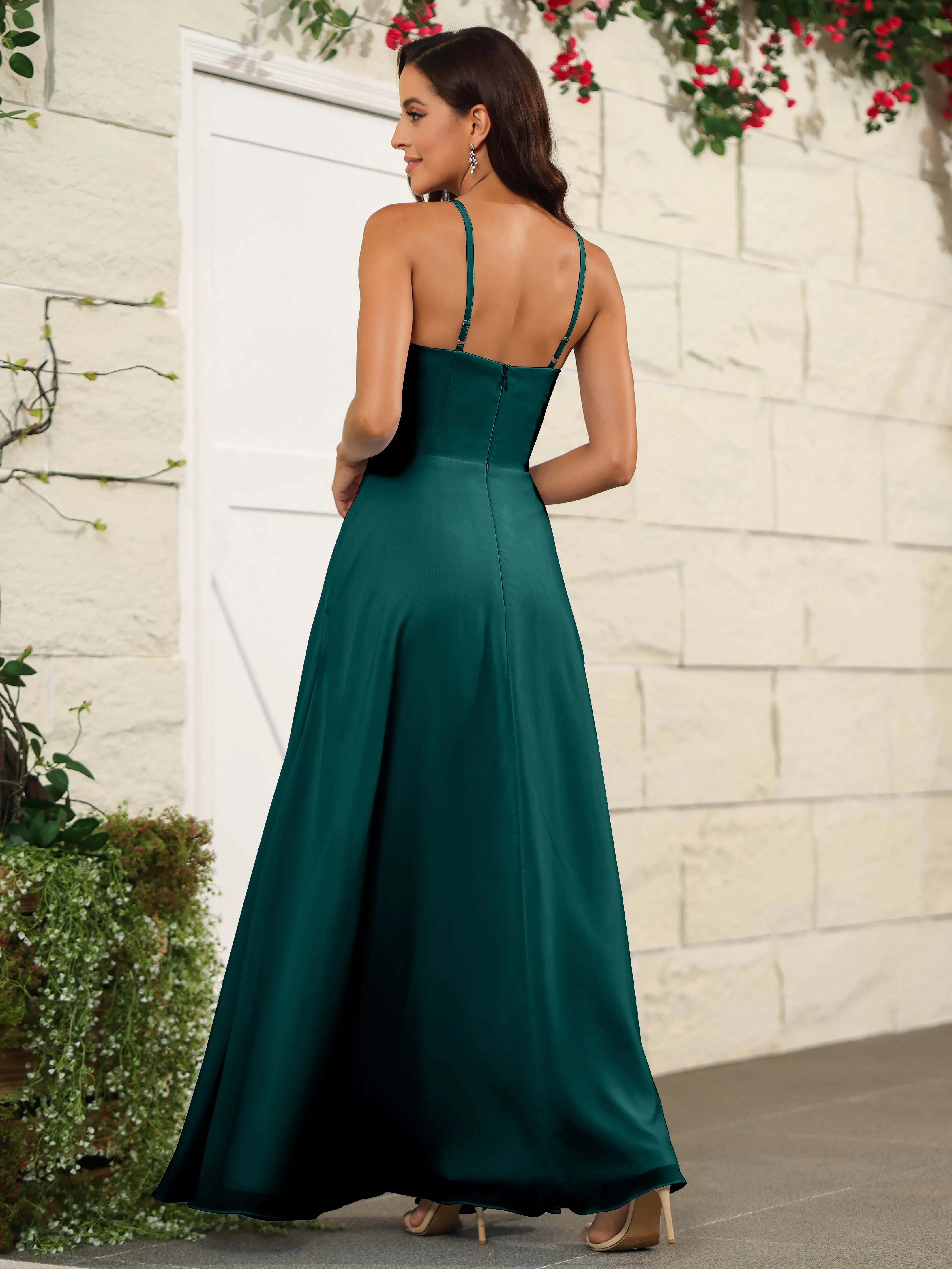 Beautiful Chiffon Spaghetti Straps Bridesmaid Dress with Pockets