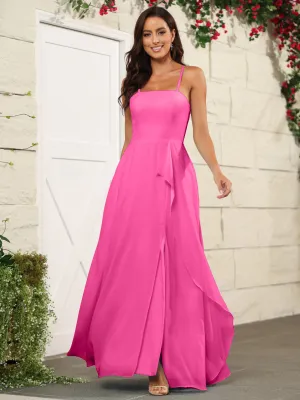 Beautiful Chiffon Spaghetti Straps Bridesmaid Dress with Pockets