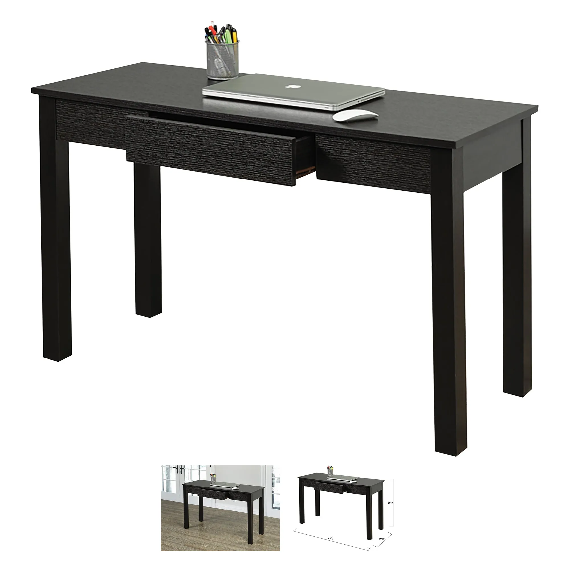 Bebelelo Modern Office Desk with Pull-out Storage Drawer Home Decor, Espresso