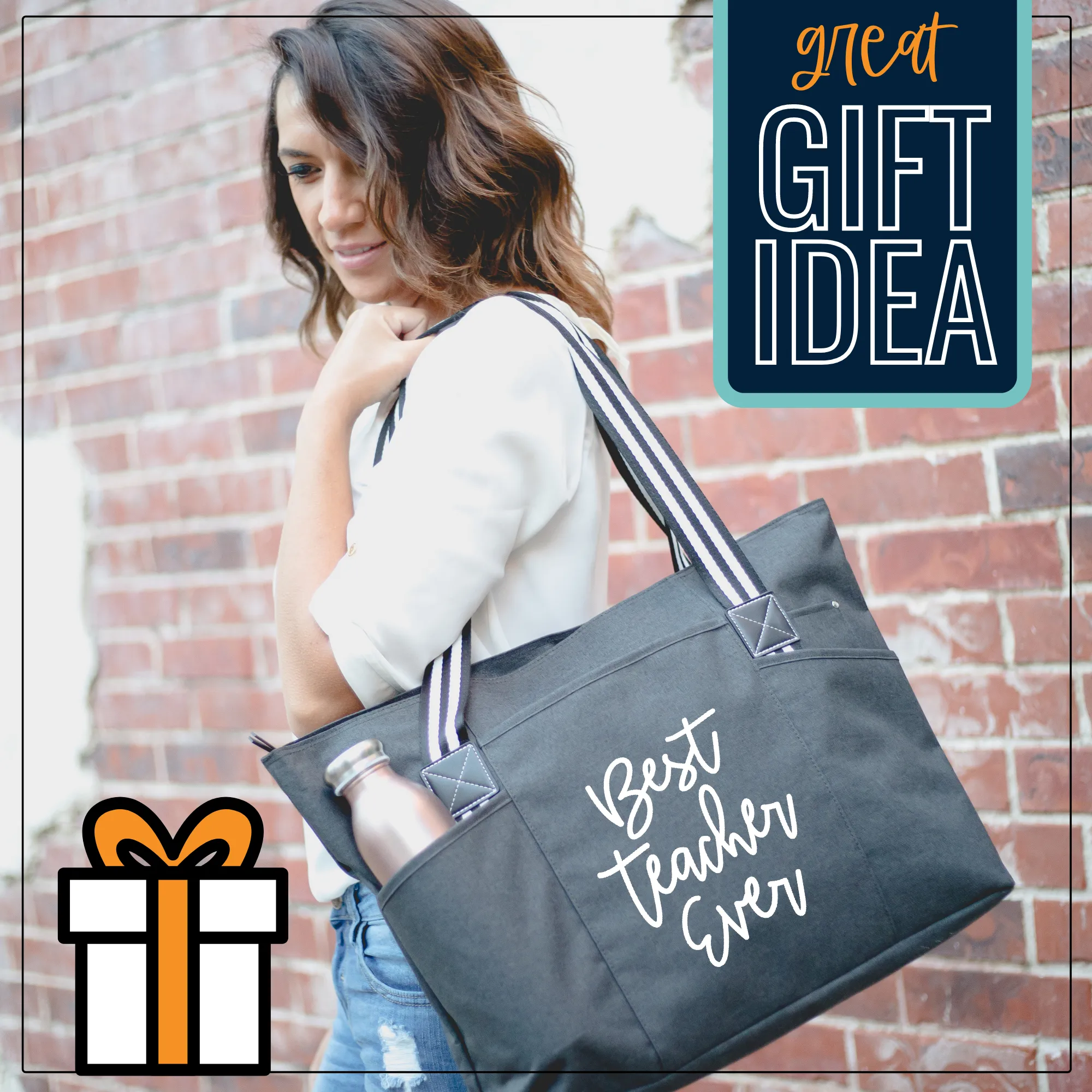 Best Teacher Ever Tessa Black Tote Bag for Teachers