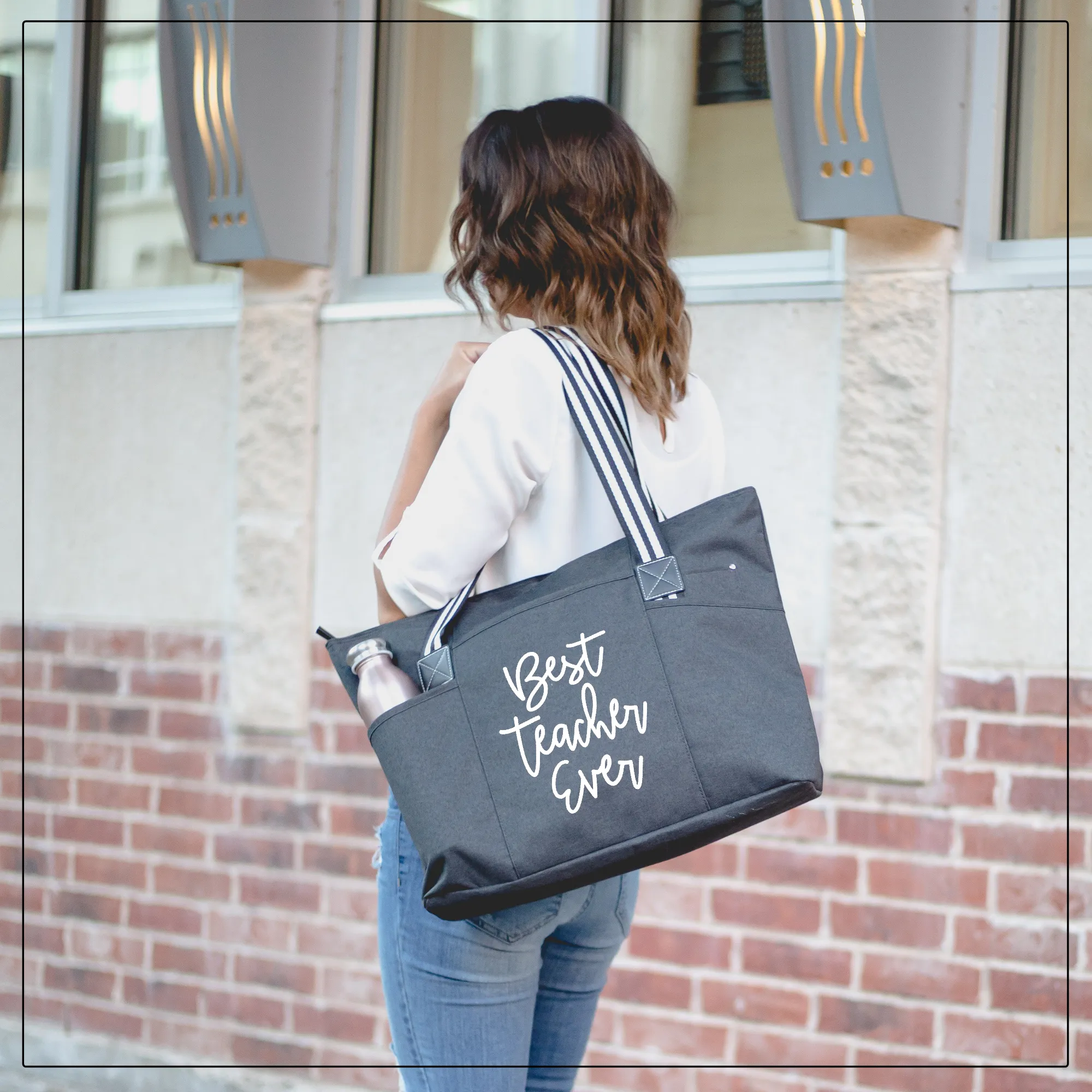 Best Teacher Ever Tessa Black Tote Bag for Teachers