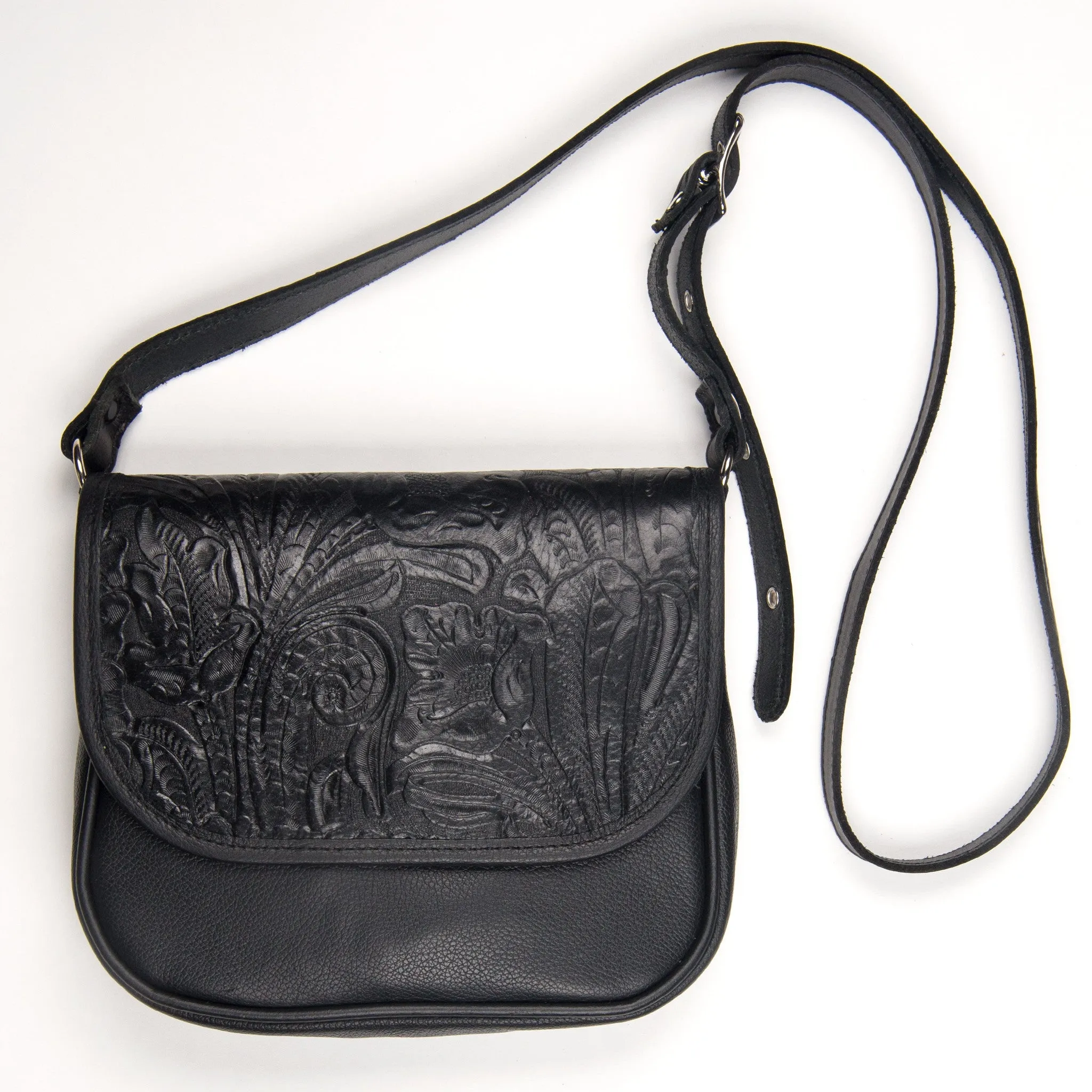 BF646  Floral Crossbody- Black