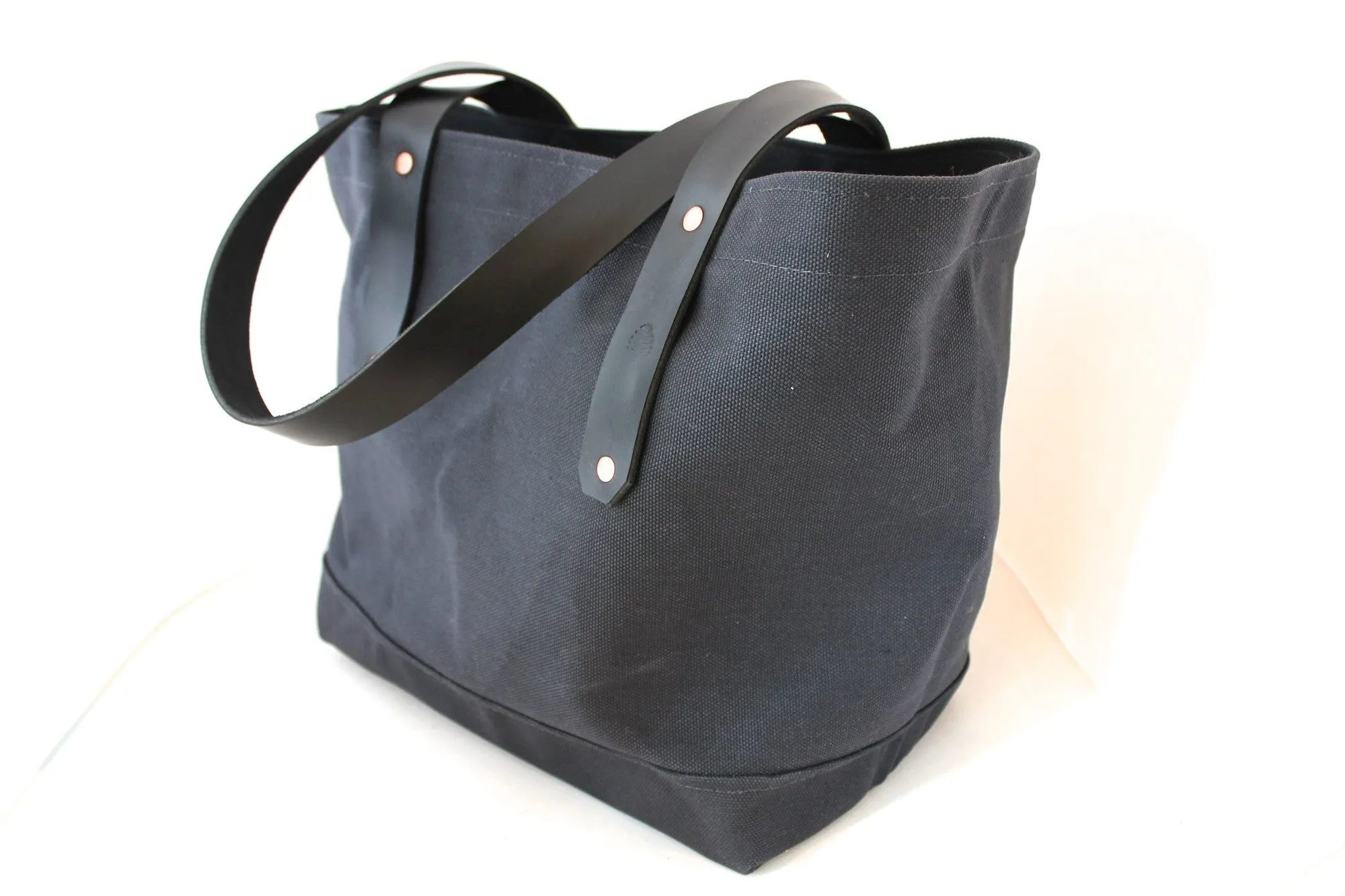 Black Canvas Tote / Leather Handles