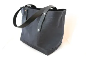 Black Canvas Tote / Leather Handles