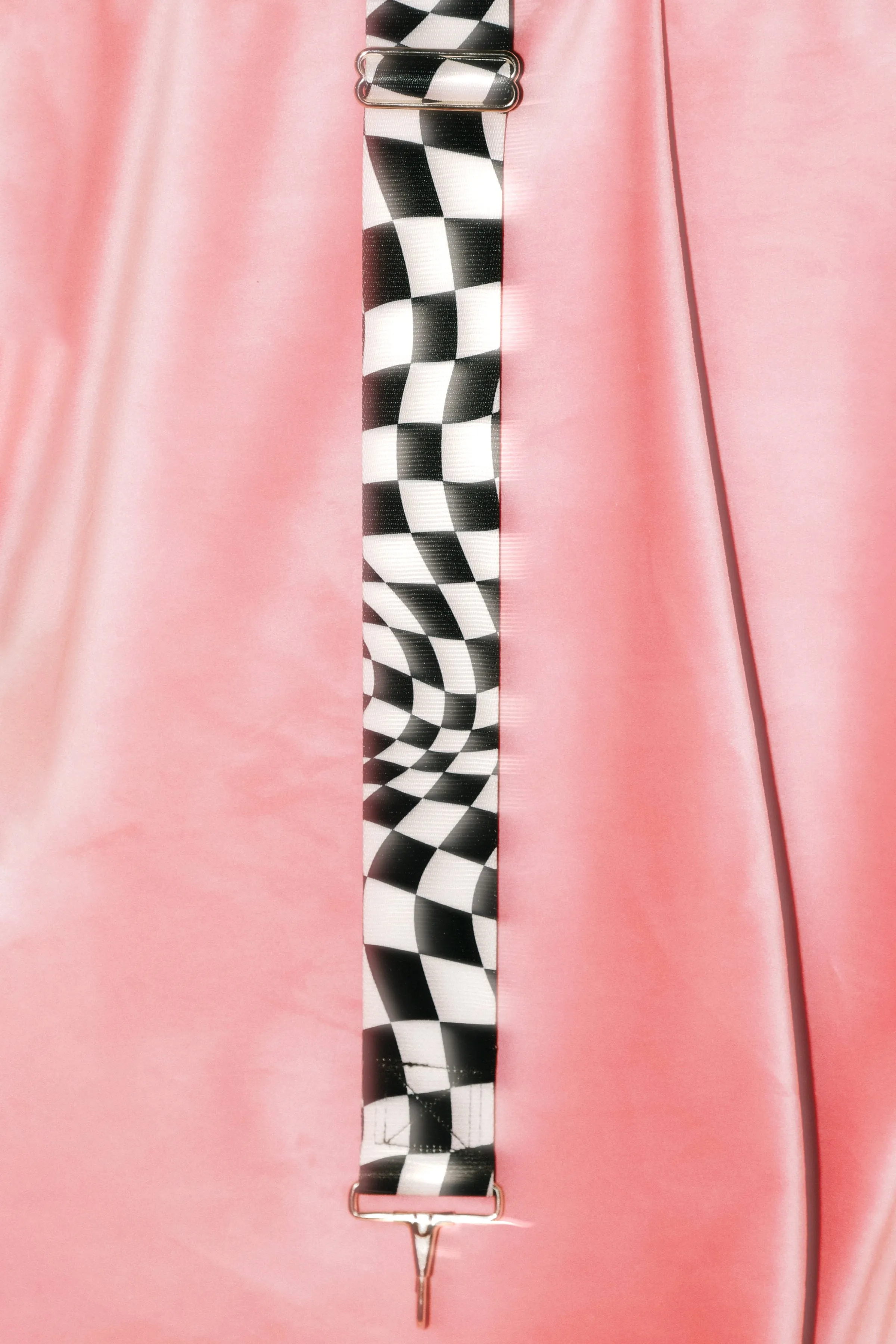 Black   Cream Wavy Check Adjustable Bag Strap