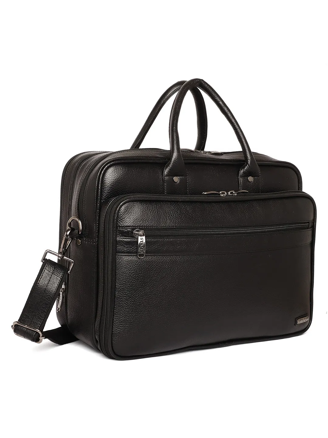 Black Leather Portfolio Office / Laptop Bags ZP12103