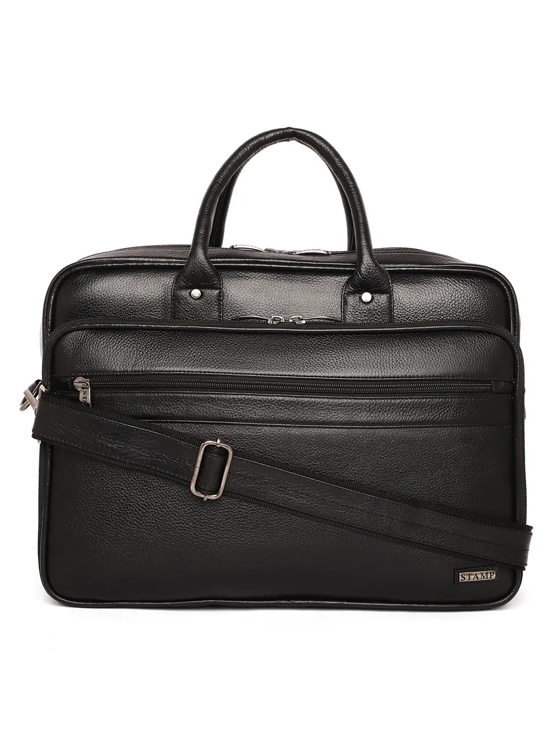 Black Leather Portfolio Office / Laptop Bags ZP12103