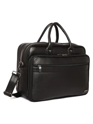 Black Leather Portfolio Office / Laptop Bags ZP12103