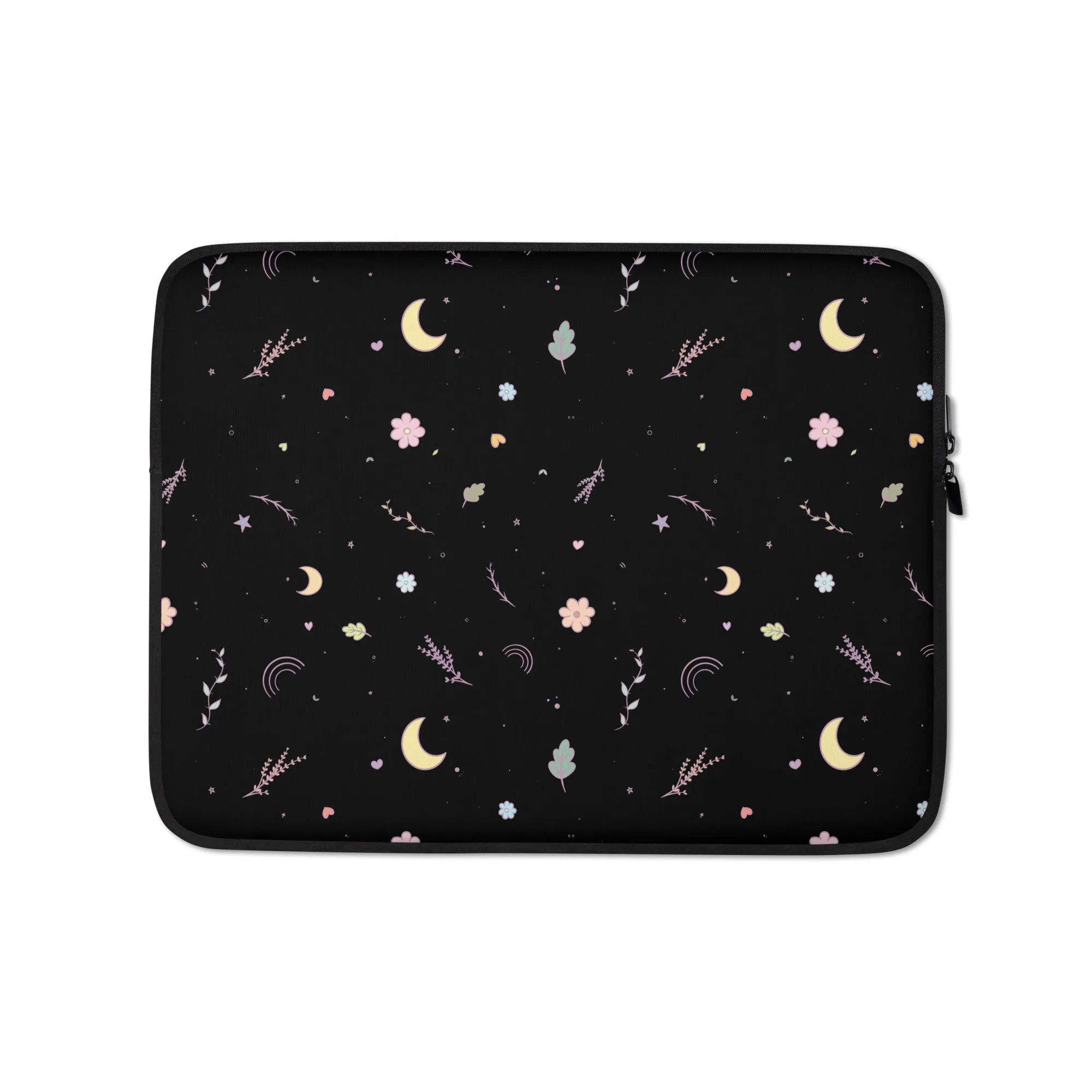Black Rainbow Daisy Print Laptop Sleeve