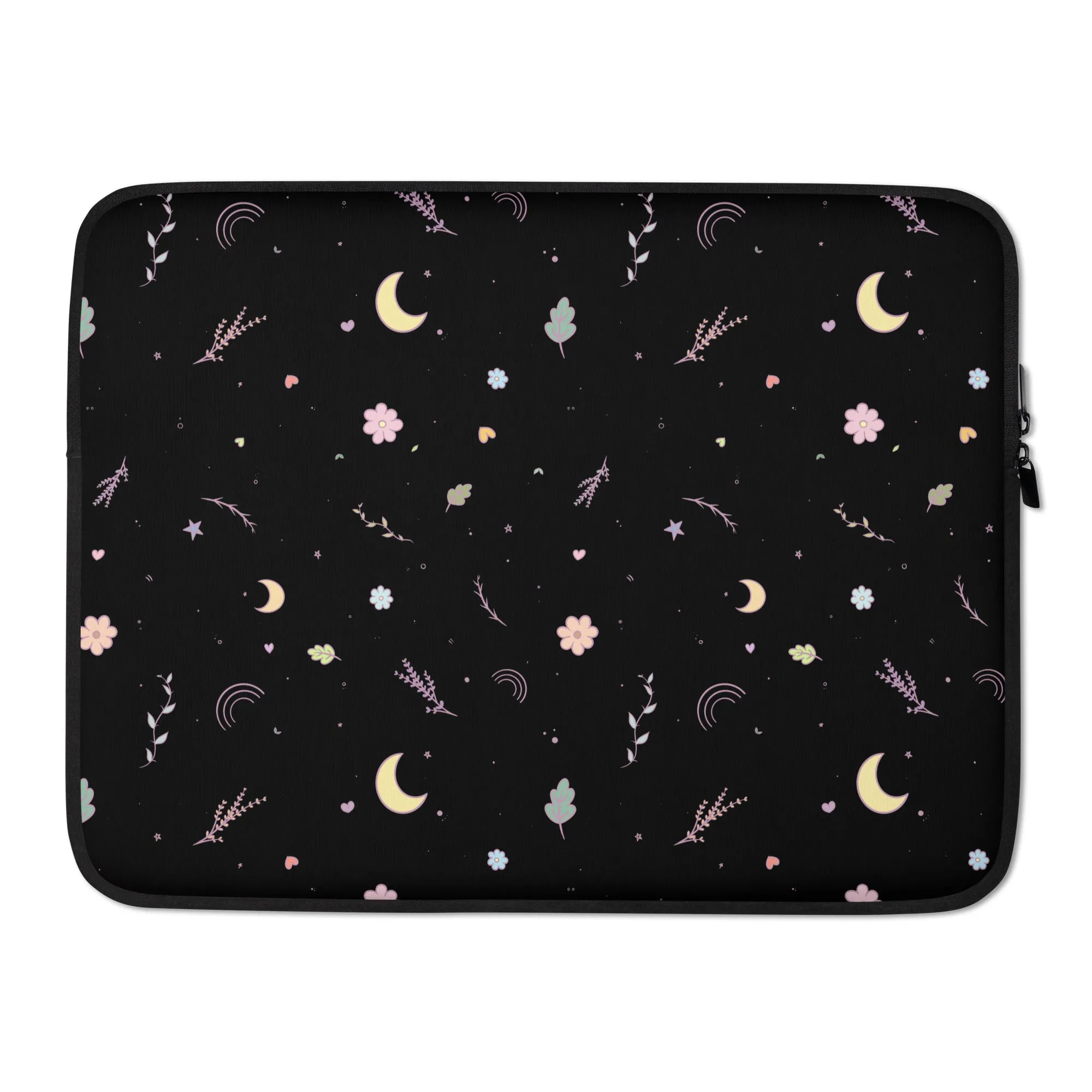 Black Rainbow Daisy Print Laptop Sleeve
