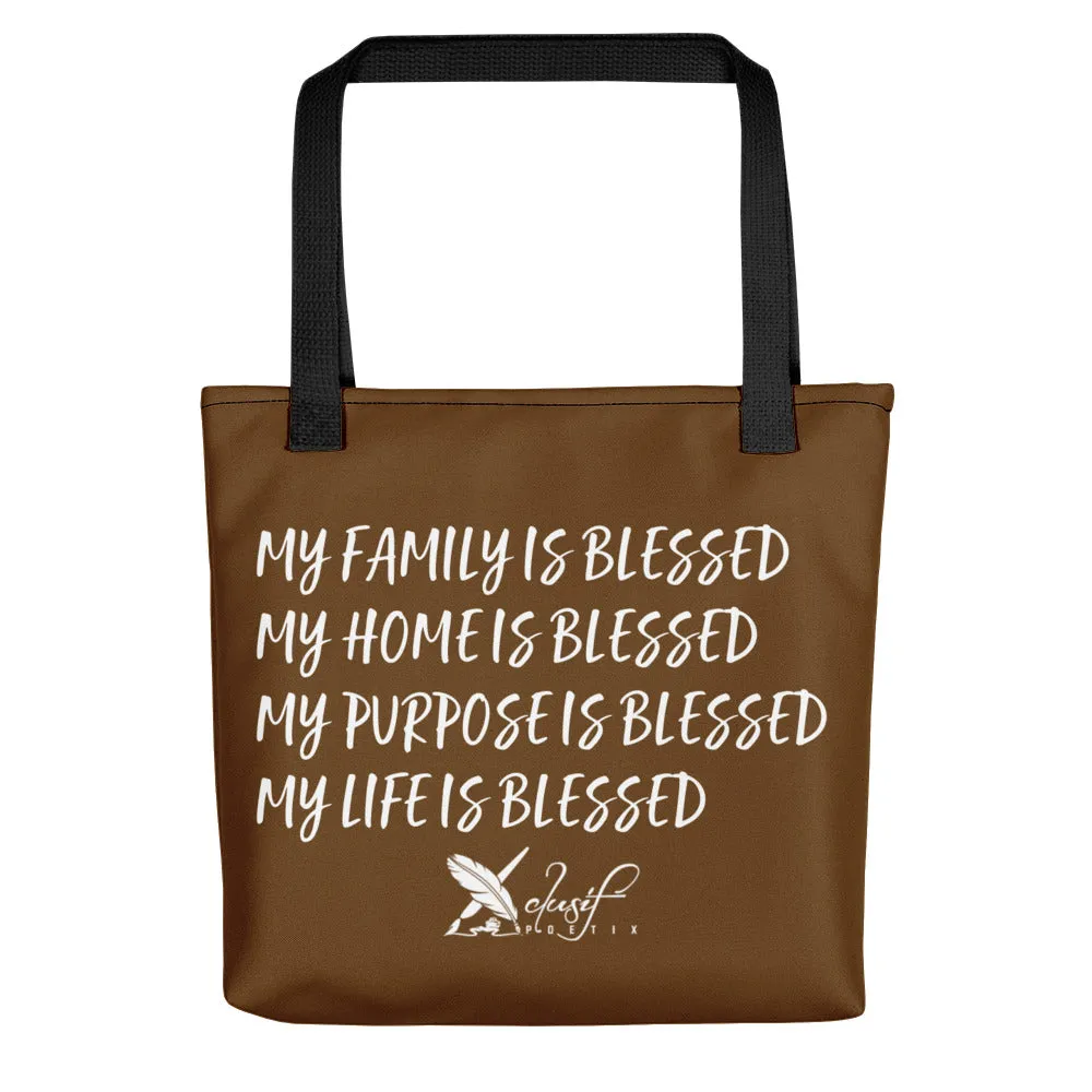 BLESSED BY XCLUSIF POETIX BROWN & WHITE Tote bag