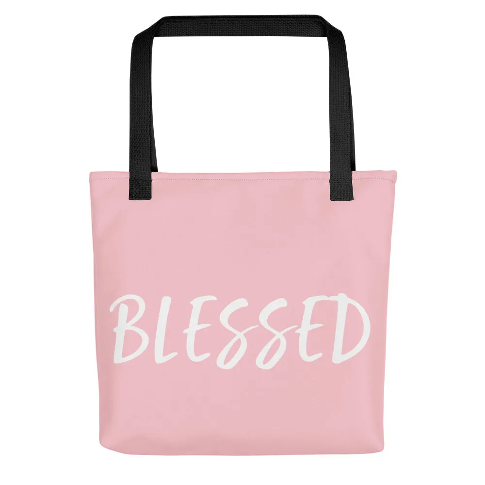 BLESSED BY XCLUSIF POETIX PINK & WHITE Tote bag