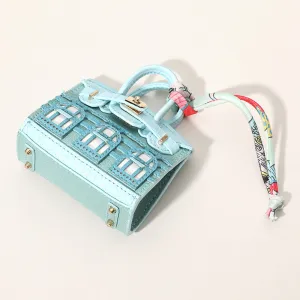 Blue House Printed Faux Leather Elegant and Stylish Mini Purse / Bag Charm