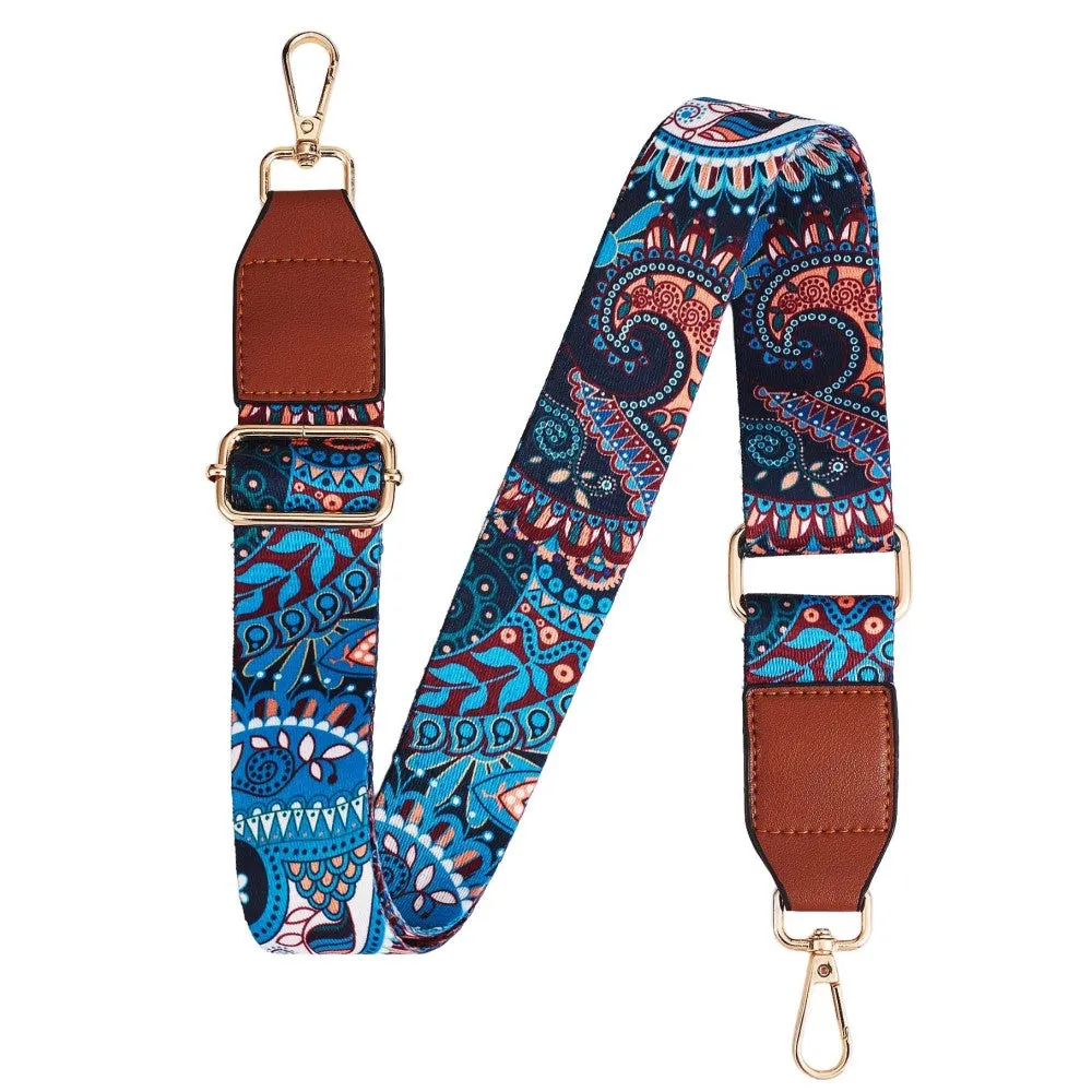 Blue Paisley Purse Strap, Bag Strap | 31-51 Inch Guitar purse straps
