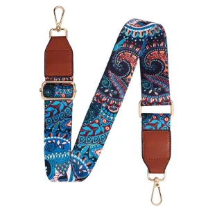 Blue Paisley Purse Strap, Bag Strap | 31-51 Inch Guitar purse straps