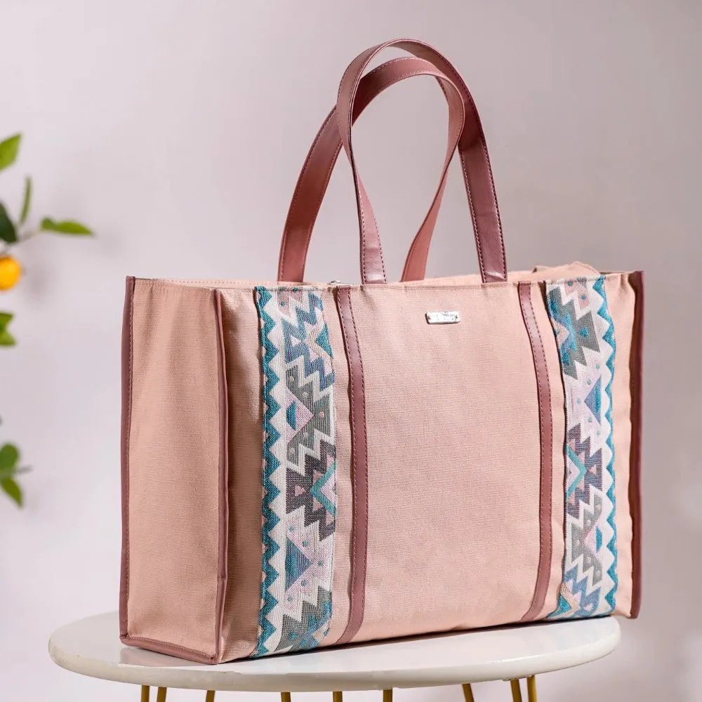Boho Shopper Bag Pink Set Of 2