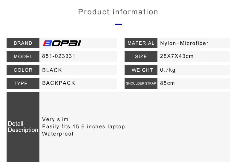 BOPAI™ Slim Ultralight 15.6 inch Laptop Backpack-A0011