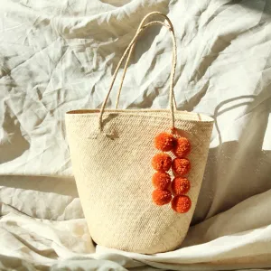 Borneo Serena Straw Tote Bag with Pumpkin Orange