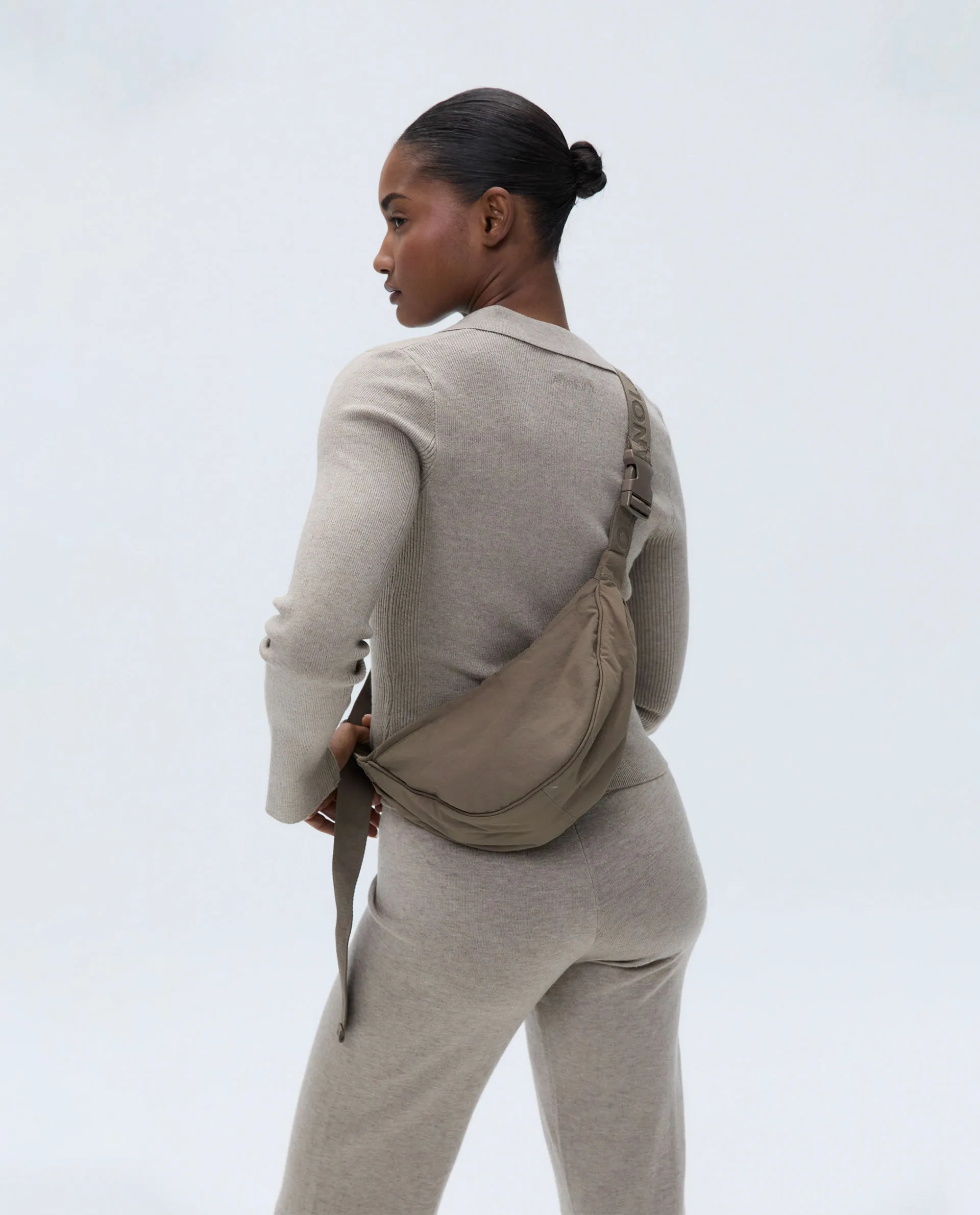 Branded Strap Crossbody Bag - Cocoa Brown