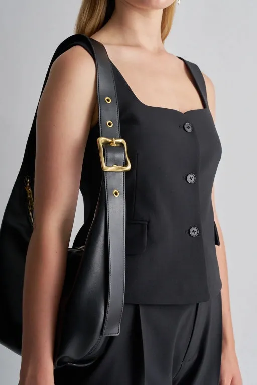 BRIE LEON - LARGE EVERYDAY CROISSANT BUCKLE BAG - BLACK