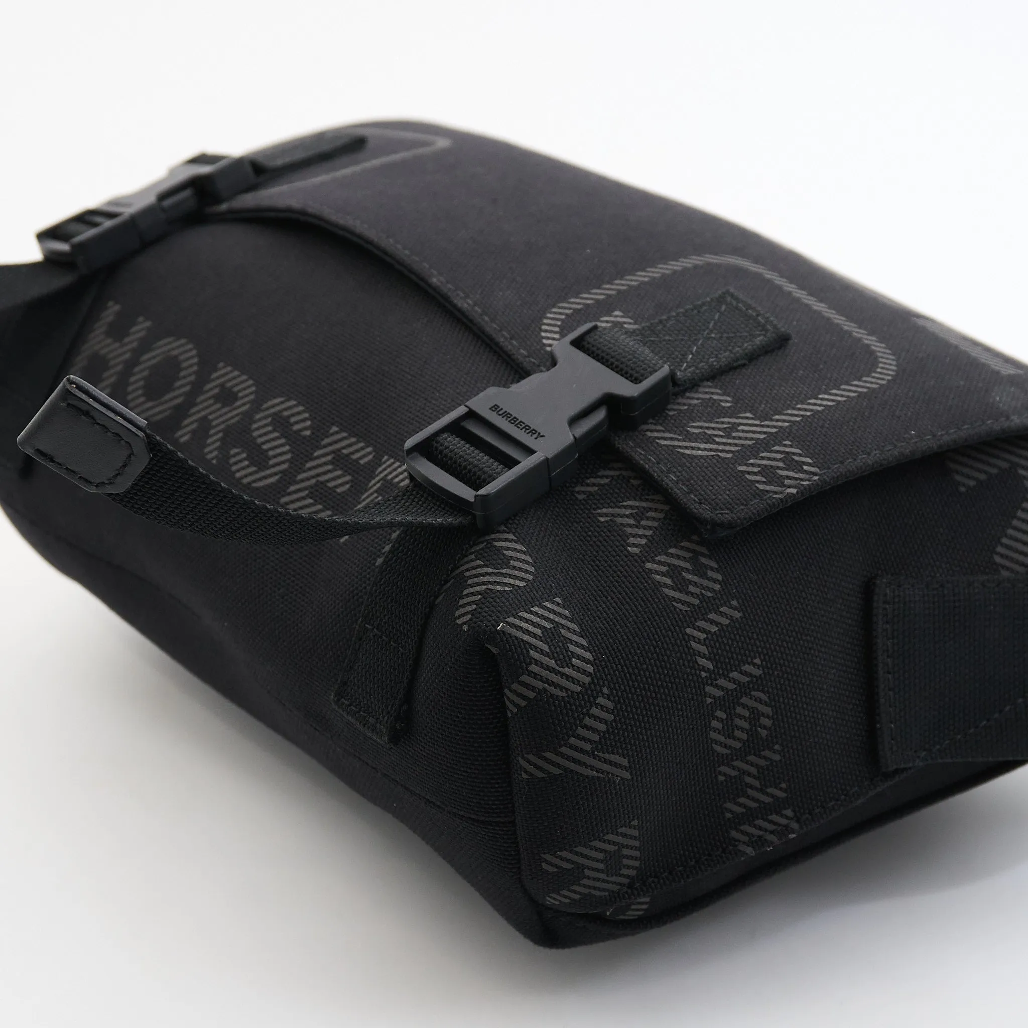 Burberry Canvas Horseferry Print Crossbody Bag in Black