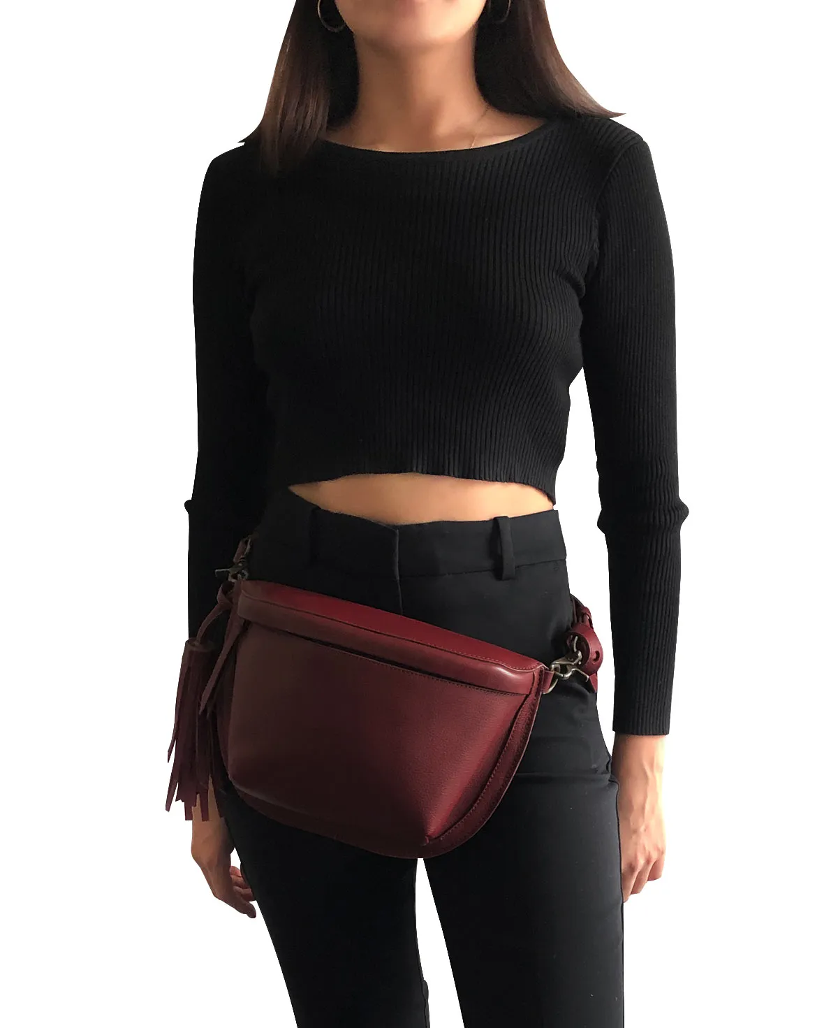 Burgundy / Maroon Leather Sling Bag Crossbody