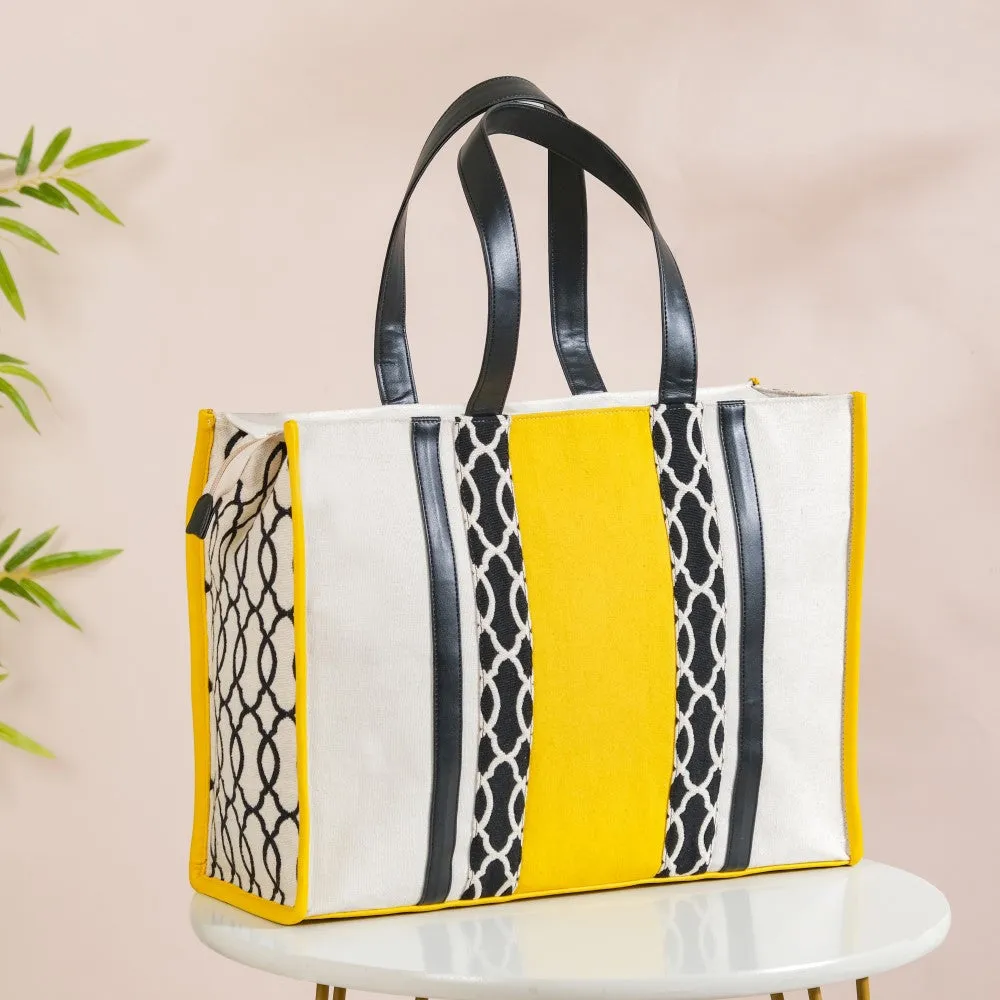Canvas Cotton Tote Bag Yellow Large 17 X 12 Inch